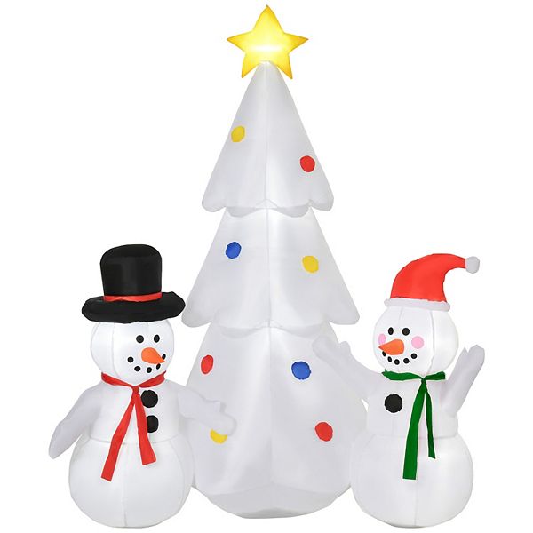 HOMCOM 6 ft Christmas Inflatable Snowmen with Christmas Tree Outdoor Blow Up Yard Decoration with LED Lights Display HomCom