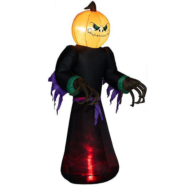 HOMCOM 7ft Tall Inflatable Halloween Pumpkin Reaper Light Up Yard Decoration with  LED Lights and Fan HomCom