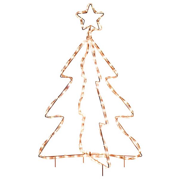 Outsunny 30&#34; Outdoor LED Christmas Tree Rope Lights LED Outdoor Christmas Decoration with Ground Stakes Warm White Outsunny