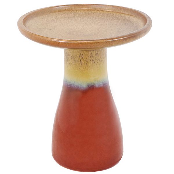 Sunnydaze Duo-Tone Glazed Ceramic Bird Bath - 20.5 in - Lemon Cognac Sunnydaze Decor