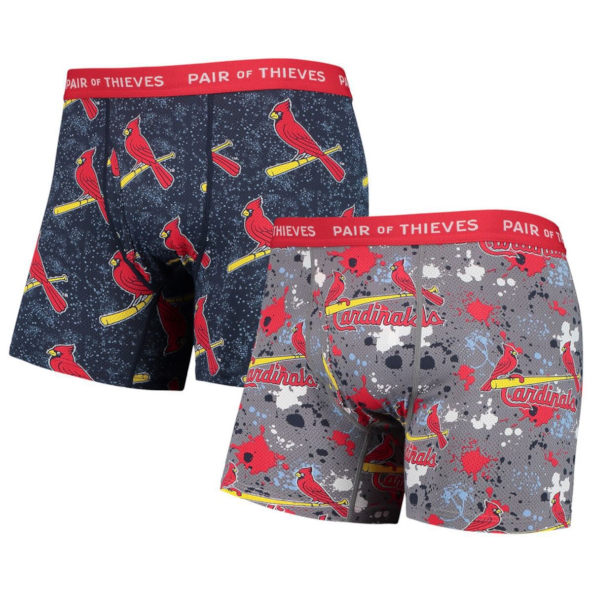 Мужские боксёры Pair of Thieves серые с принтом St. Louis Cardinals, 2 штуки Unbranded