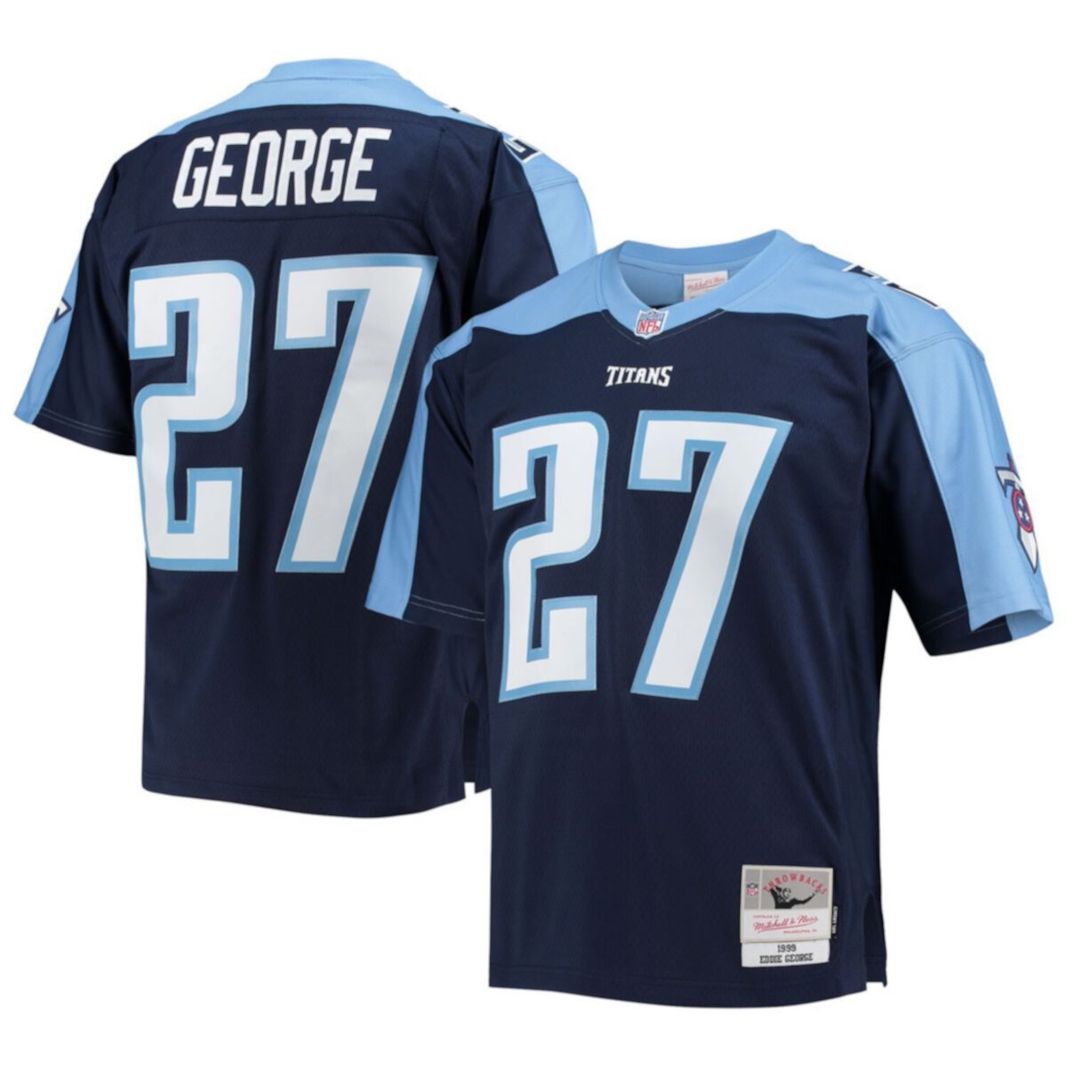 Мужская Футболка Mitchell & Ness Eddie George Теннесси Тайтенс 1999 Ретро Реплика Mitchell & Ness