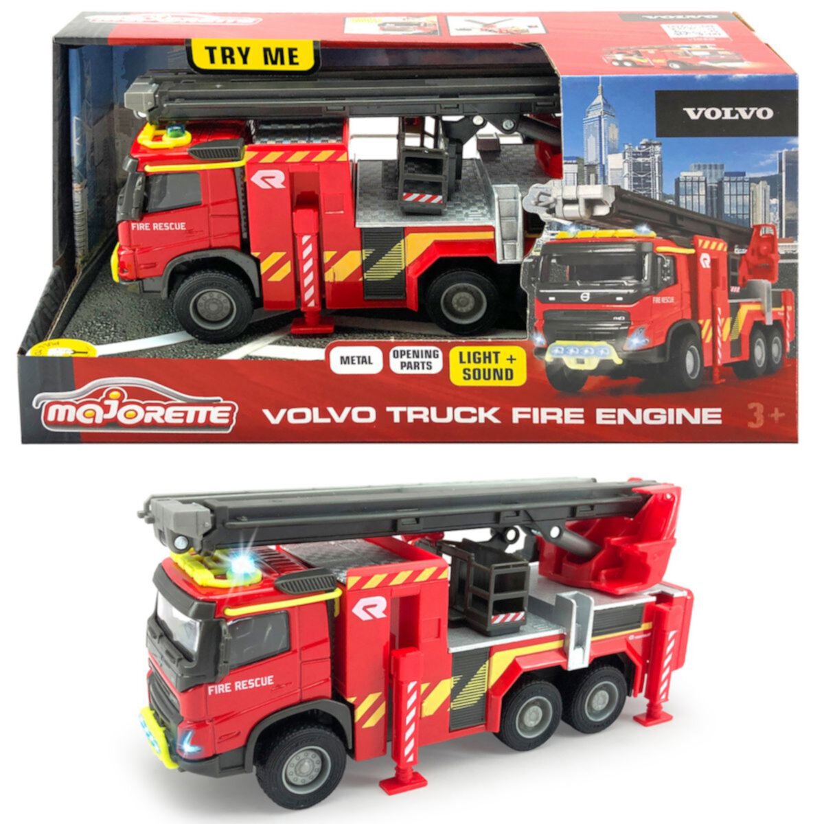 ickie Toys Majorette Volvo: свет и звуки для грузовика с пожарной машиной Dickie Toys