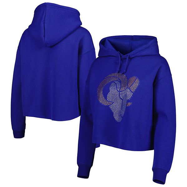 Женская Футболка Cuce Royal Los Angeles Rams Crystal Logo Cropped Pullover Hoodie Cuce