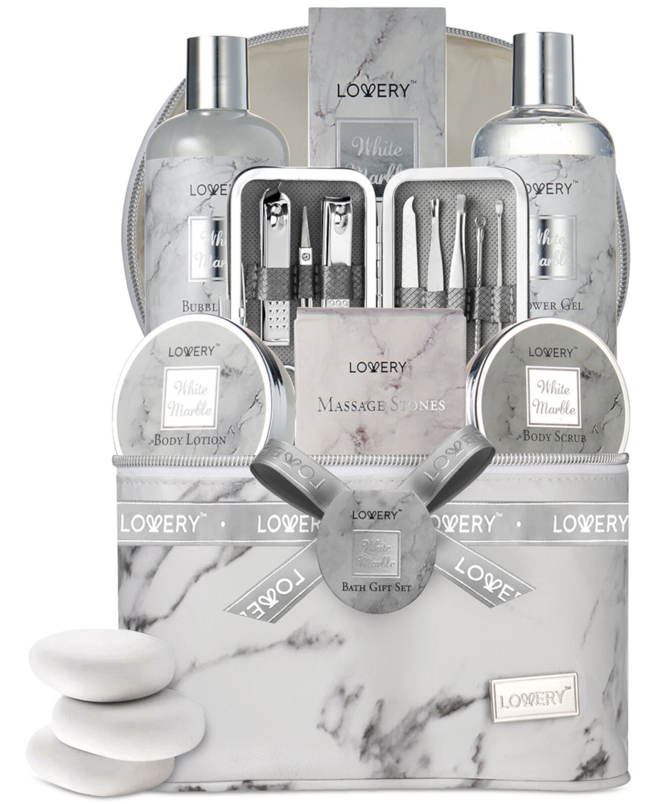 19-Pc. White Marble Luxe Home Spa Gift Set Lovery