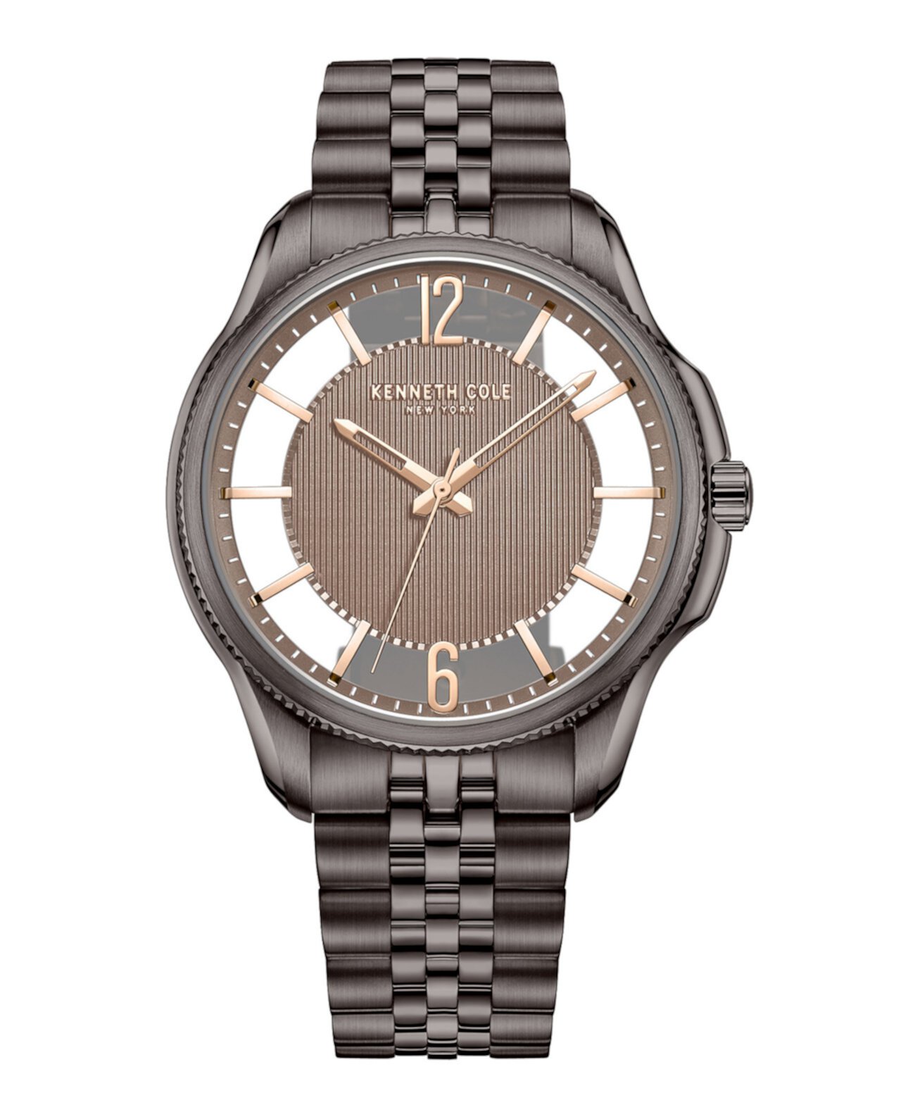 Мужские часы с браслетом из нержавеющей стали с прозрачным циферблатом 42 мм Kenneth Cole