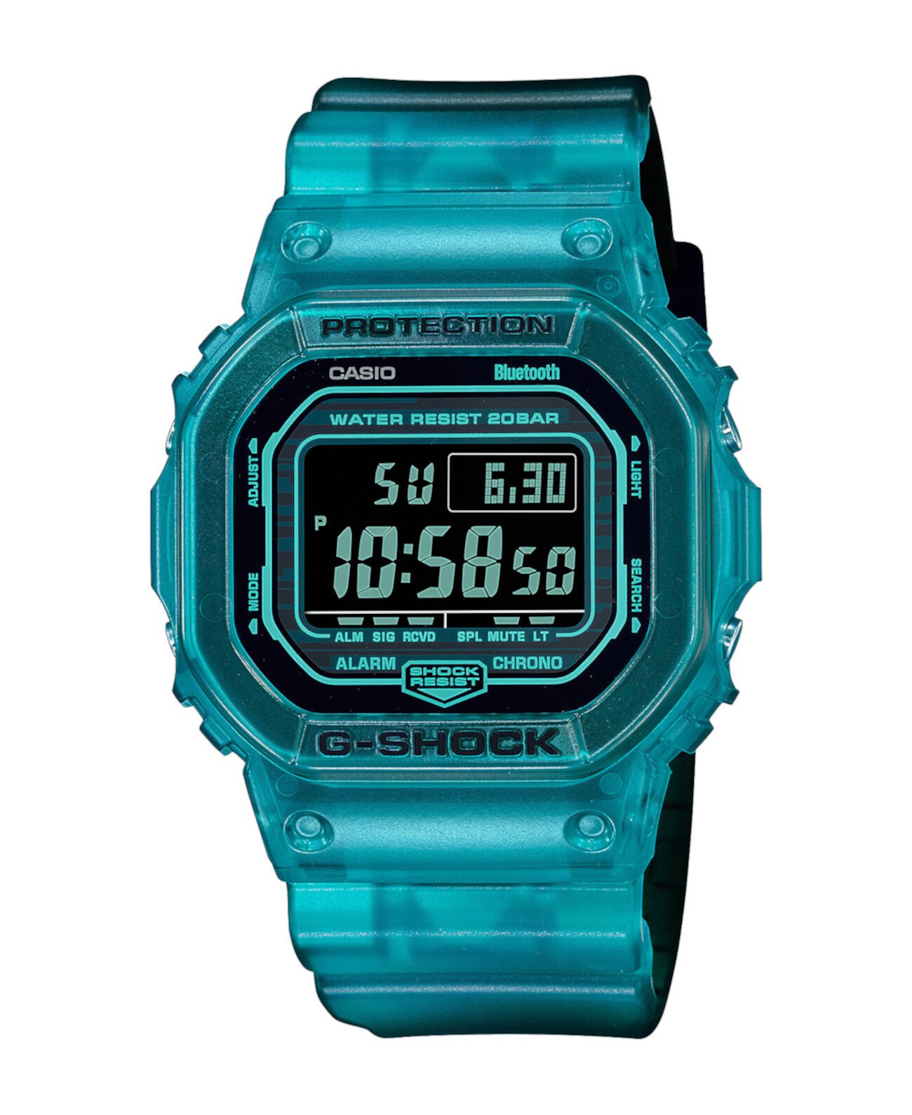 Мужские цифровые кварцевые часы Blue Skeleton Resin Bluetooth, 42,8 мм DWB5600G-2 G-Shock