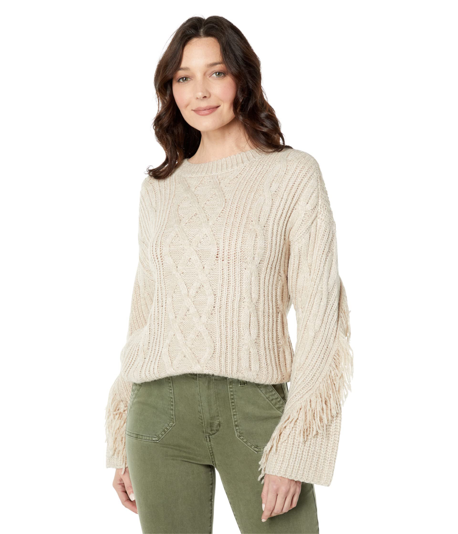 Свитер-пуловер с бахромой и плетением косичек MOON RIVER