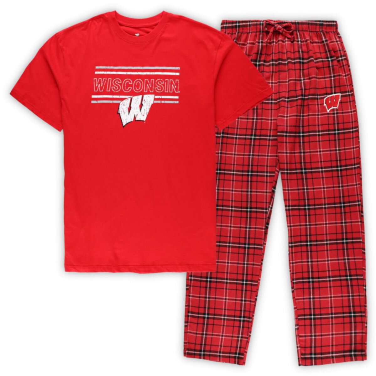 Мужские брюки Concepts Sport Red/Black Wisconsin Badgers Big & Tall Plaid Pants Sleep Set Unbranded