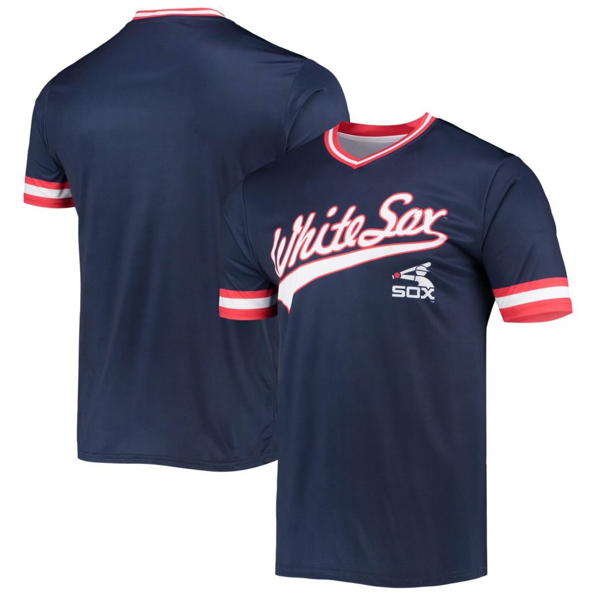 Мужской трикотаж темно-синего/красного цвета Chicago White Sox Cooperstown Collection с v-образным вырезом цвета команды Stitches
