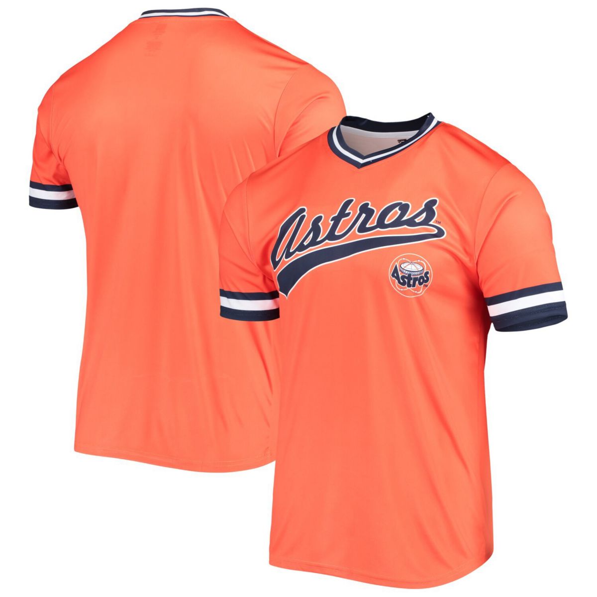 Мужской трикотаж оранжевого/темно-синего цвета Houston Astros Cooperstown Collection с v-образным вырезом Team Color Stitches