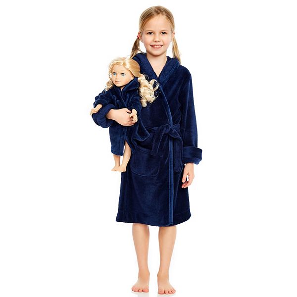 Детский Халат Leveret Girls and Doll Fleece Hooded Robe Solid Color Leveret