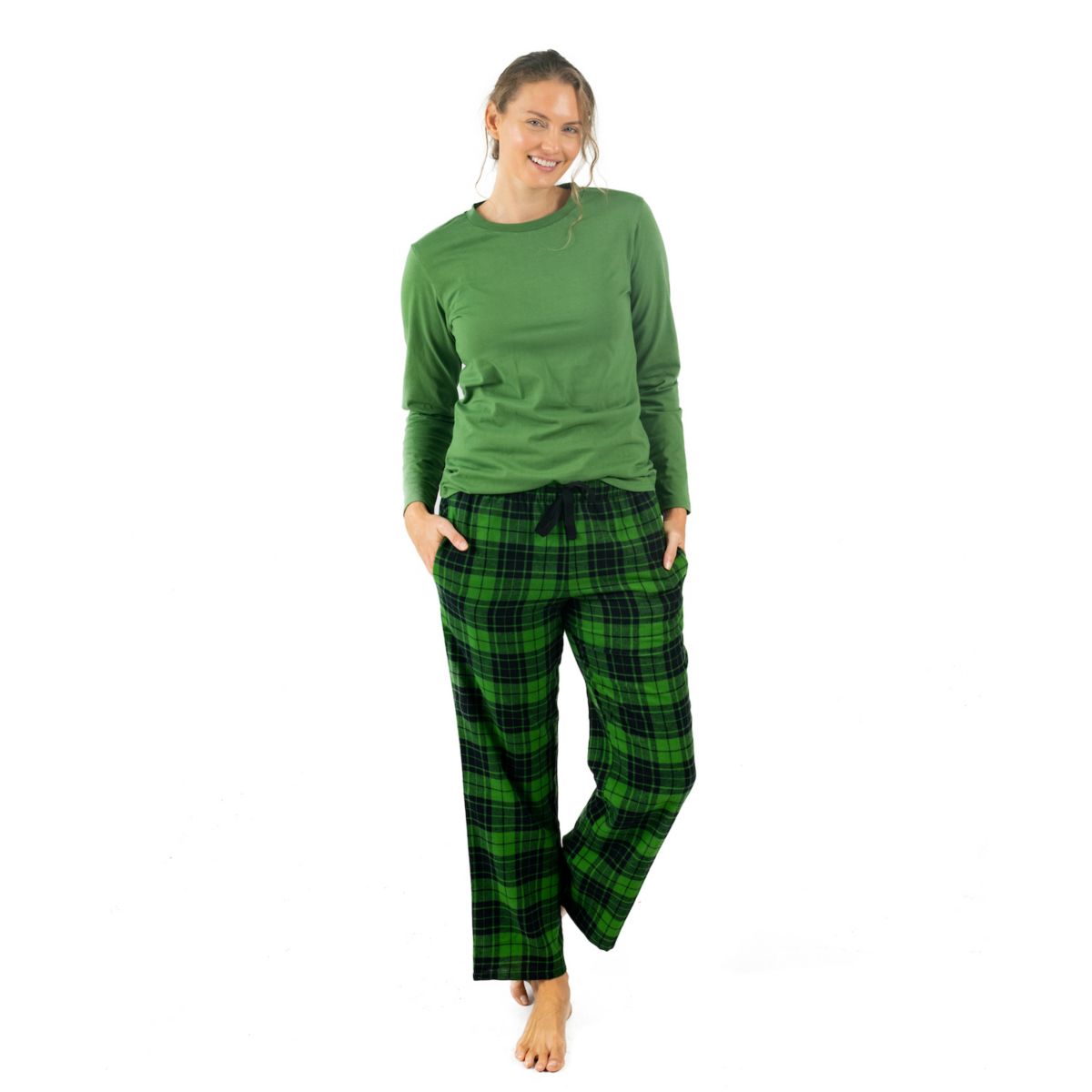 Женские пижамы Leveret, хлопковый топ, фланелевые брюки в клетку Leveret