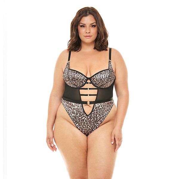 Бодисюит Plus Size Oh La La Cheri с леопардовым узором и удобными регулируемыми бретелями Oh la la Cheri