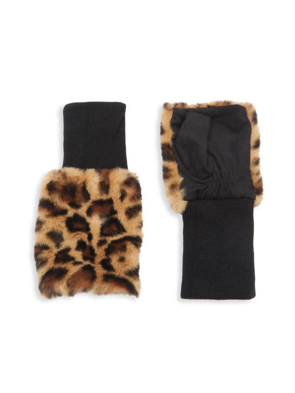 Перчатки из искусственного меха с леопардовым принтом Glamourpuss NYC