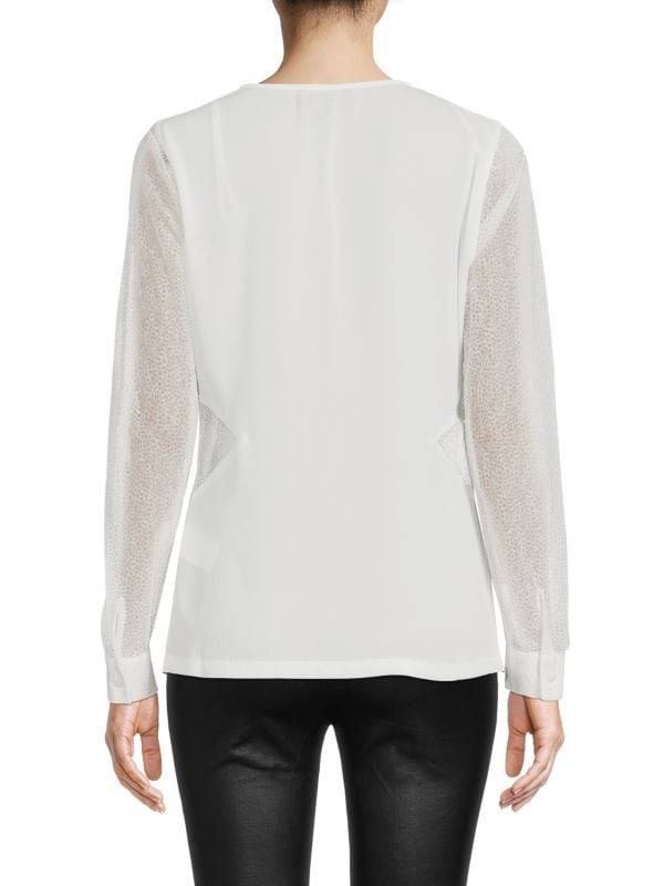 Кружевная блузка с перекручиванием спереди Donna Karan New York