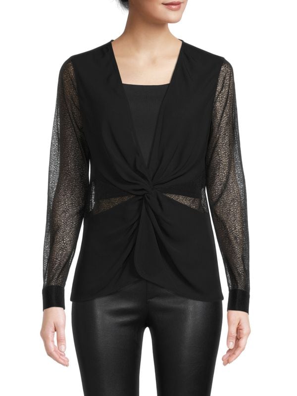 Кружевная блузка с перекручиванием спереди Donna Karan New York