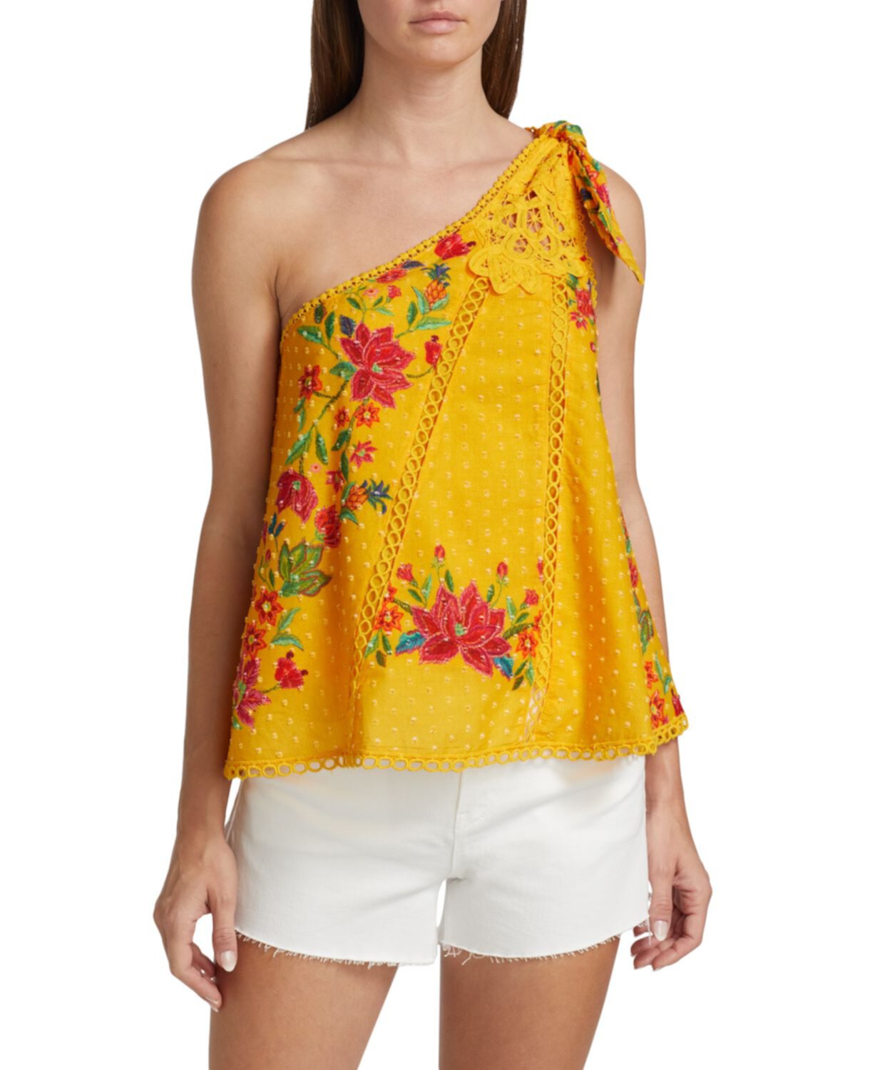 Блузка на одно плечо с вышивкой Flower Dream Farm Rio