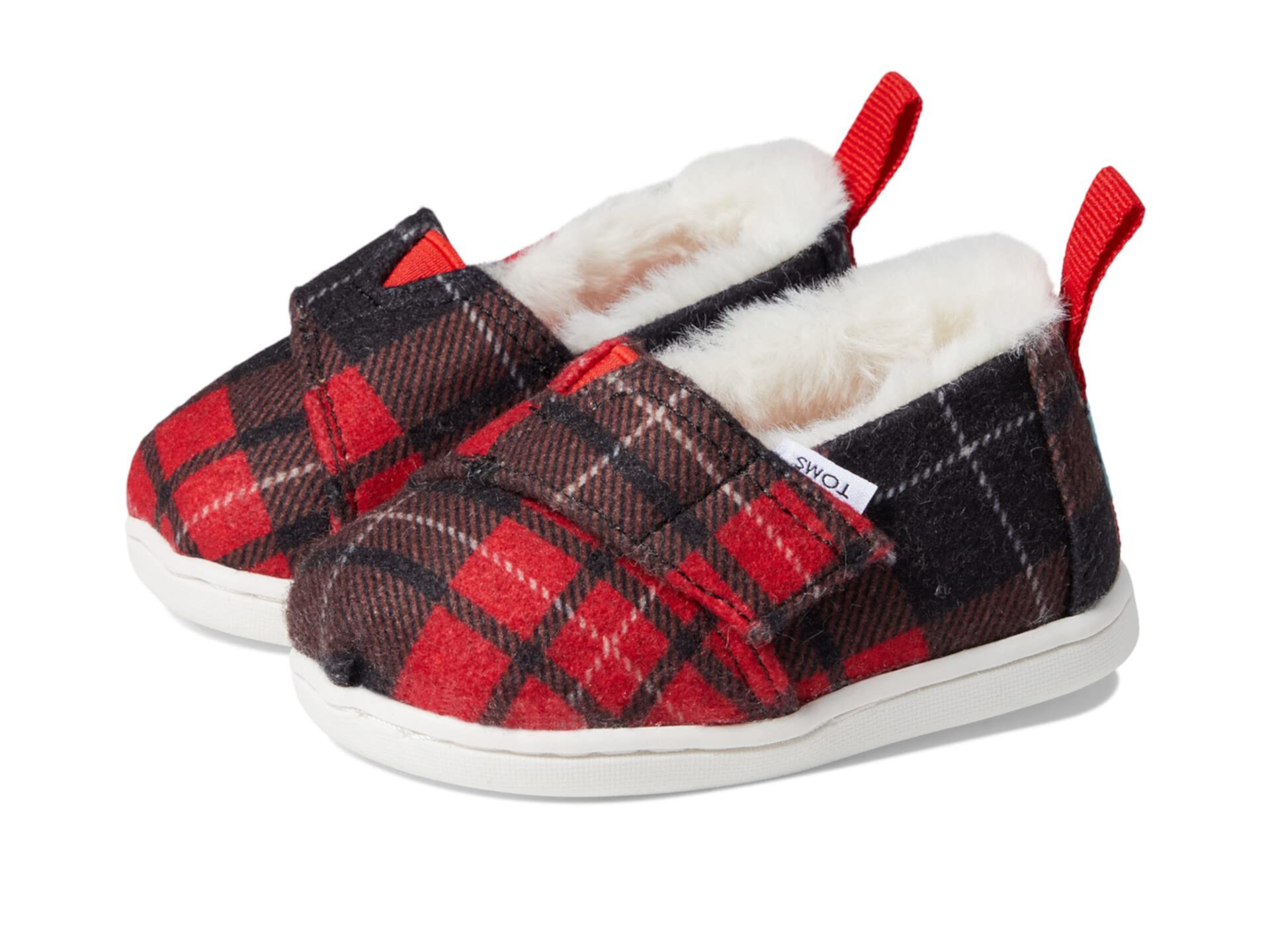 Детские Туфли TOMS Kids Tiny Tartan Printed Felt/Faux Fur Alpargata TOMS Kids