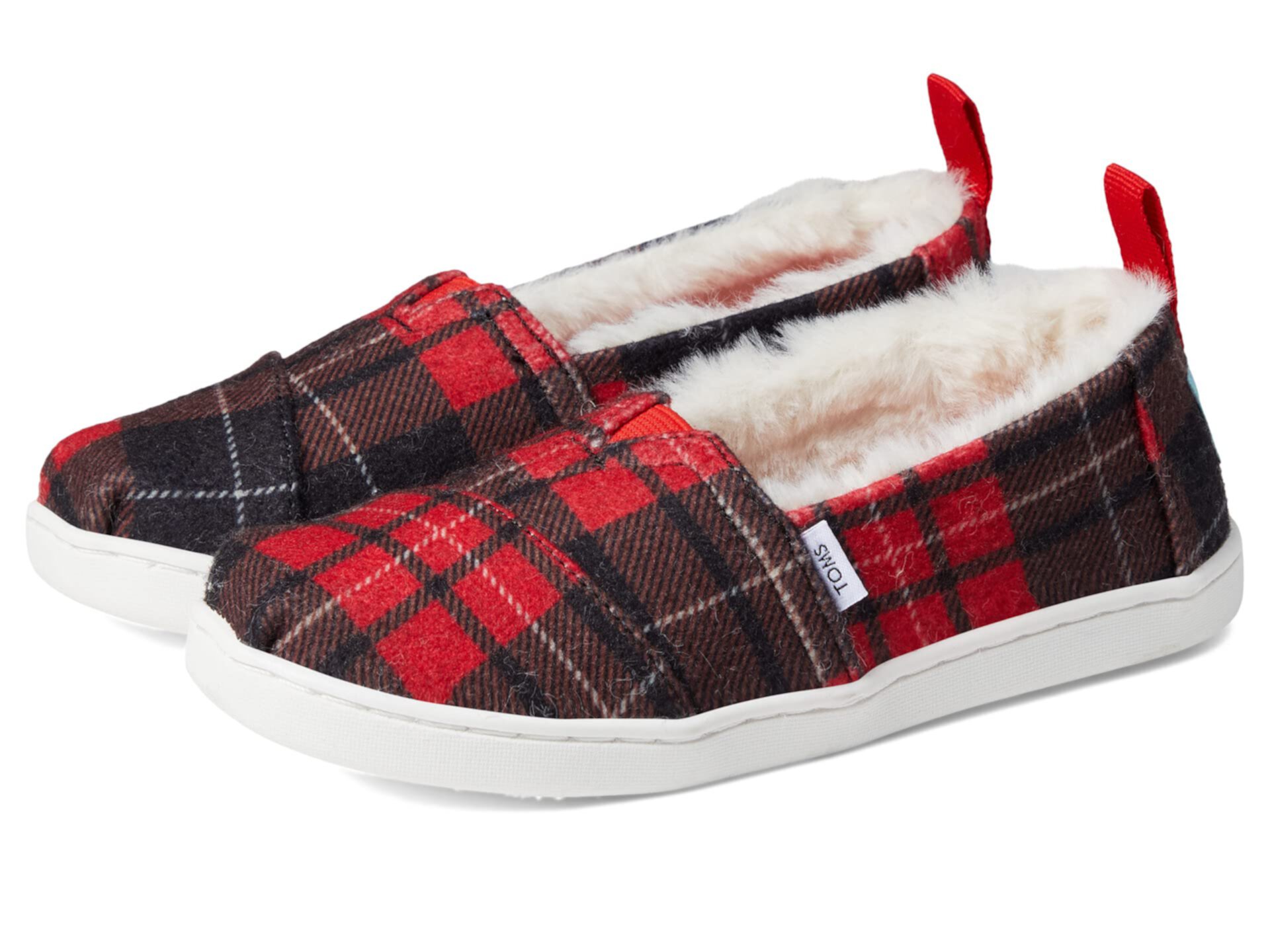 Детские Туфли TOMS Kids Tartan Printed Felt/Faux Fur Alpargata TOMS Kids