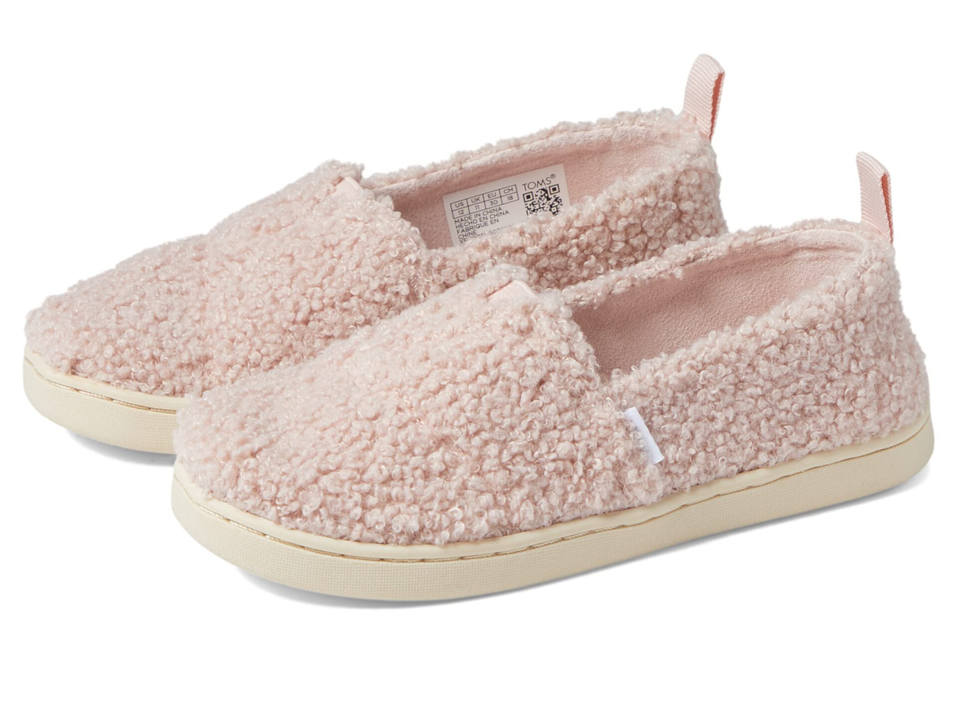 Мягкие лоферы TOMS Kids Faux Shearling Alpargata для детей с текстильным верхом и удобной застежкой TOMS Kids