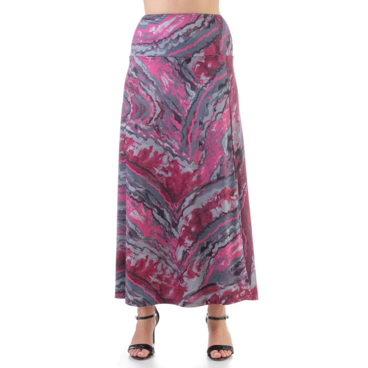 Розовая длинная юбка с принтом для женщин 24Seven Comfort Apparel 24Seven Comfort