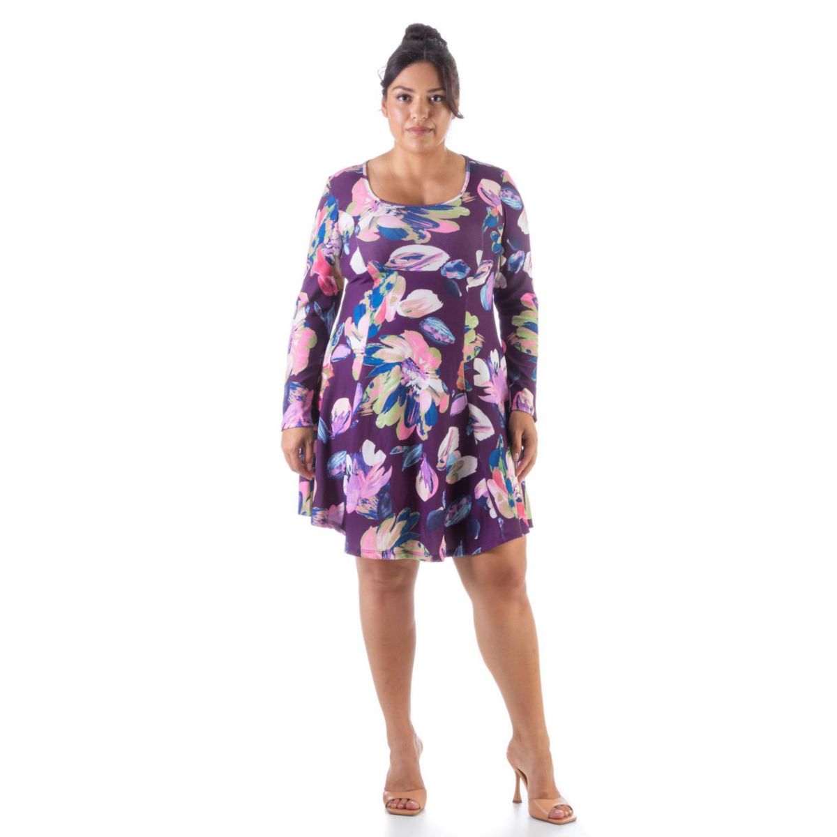 Плюс размер 24Seven Comfort Apparel Платье А-силуэта с цветочным принтом 24Seven Comfort