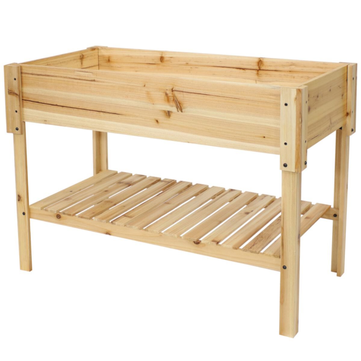 Sunnydaze Wooden Raised Garden Bed Planter Box with Shelf - 42 in Sunnydaze Decor