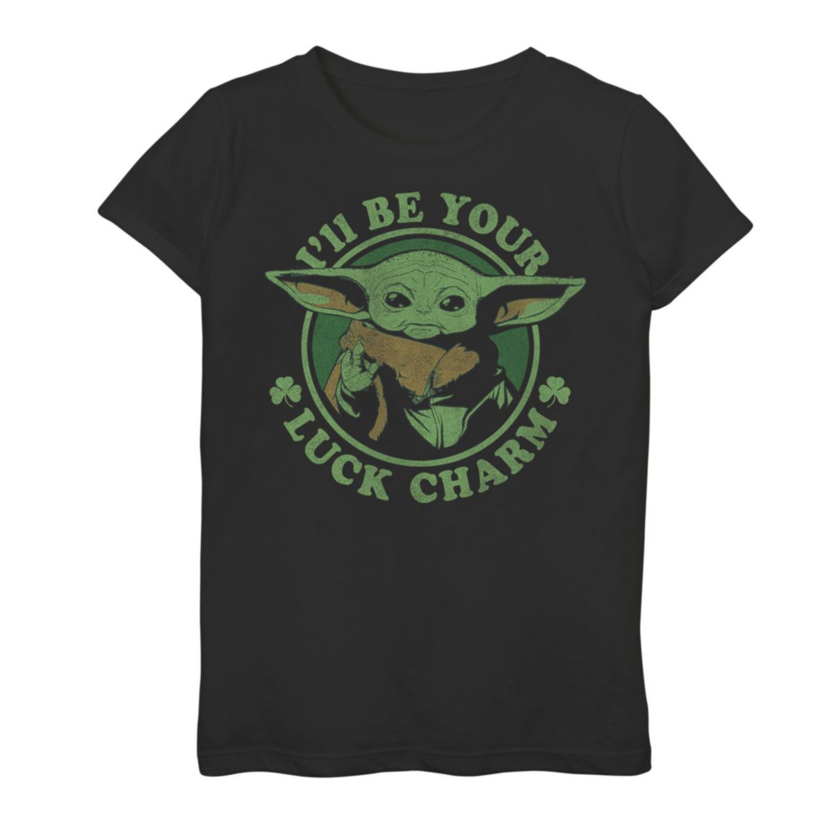 Девочки 7-16 Звездные войны Мандалорец Я буду твоим очаровательным талисманом Grogu aka Baby Yoda Portrait Graphic Tee Star Wars