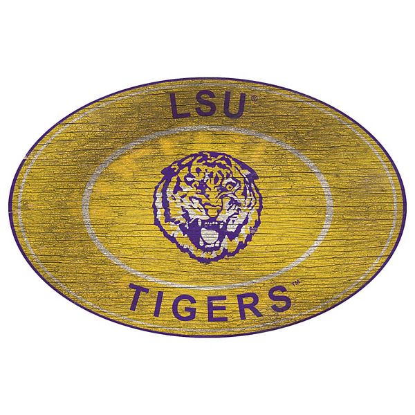 Настенный овальный знак LSU Tigers 116x76 см из МДФ с древесным эффектом Fan Creations