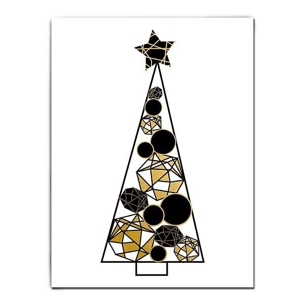 Gold and Black Glam Tree Christmas Wrapped Rectangular Wall Art Decor 16&#34; x 12&#34; Crafted Creations