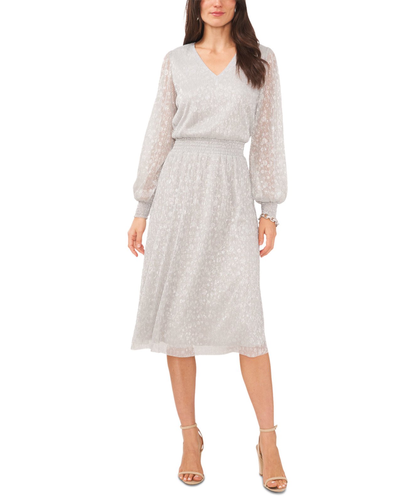 Женское платье миди с металлическим вырезом и V-образным вырезом, облегающее и расклешенное MSK