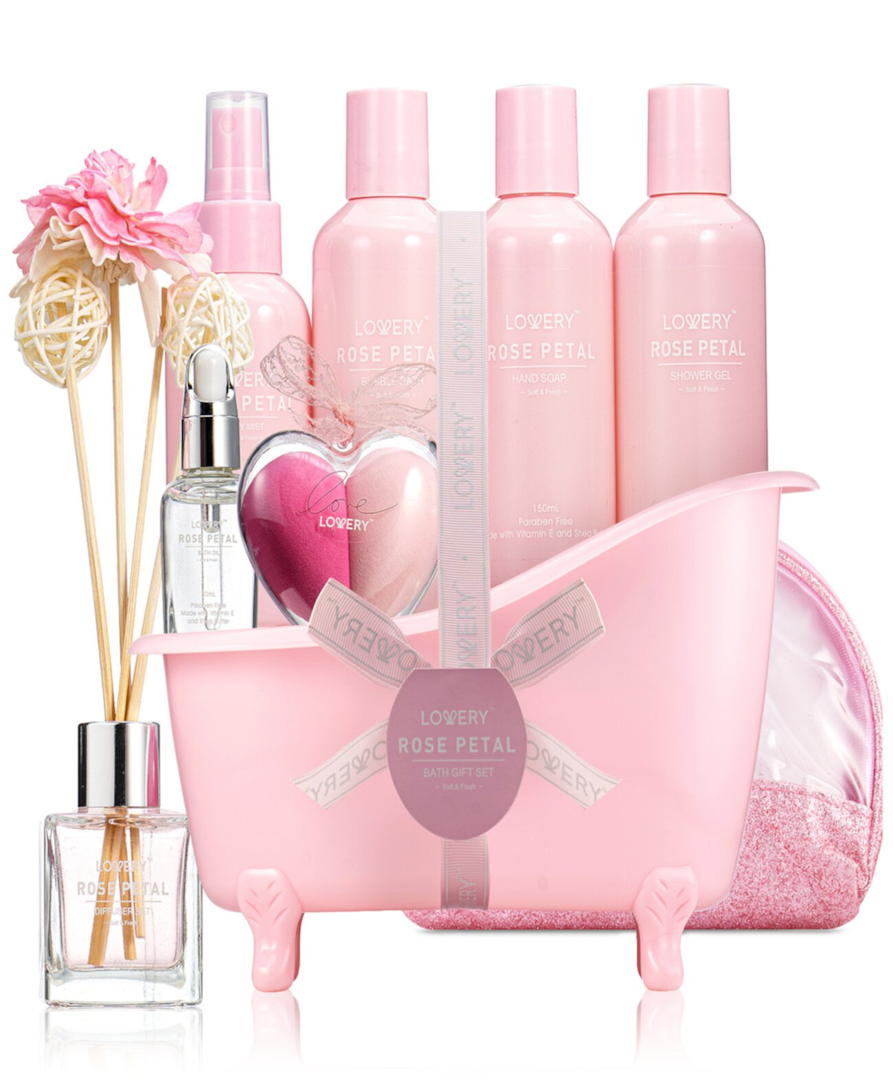 17-Pc. Rose Petal Aromatherapy Home Spa Gift Set Lovery
