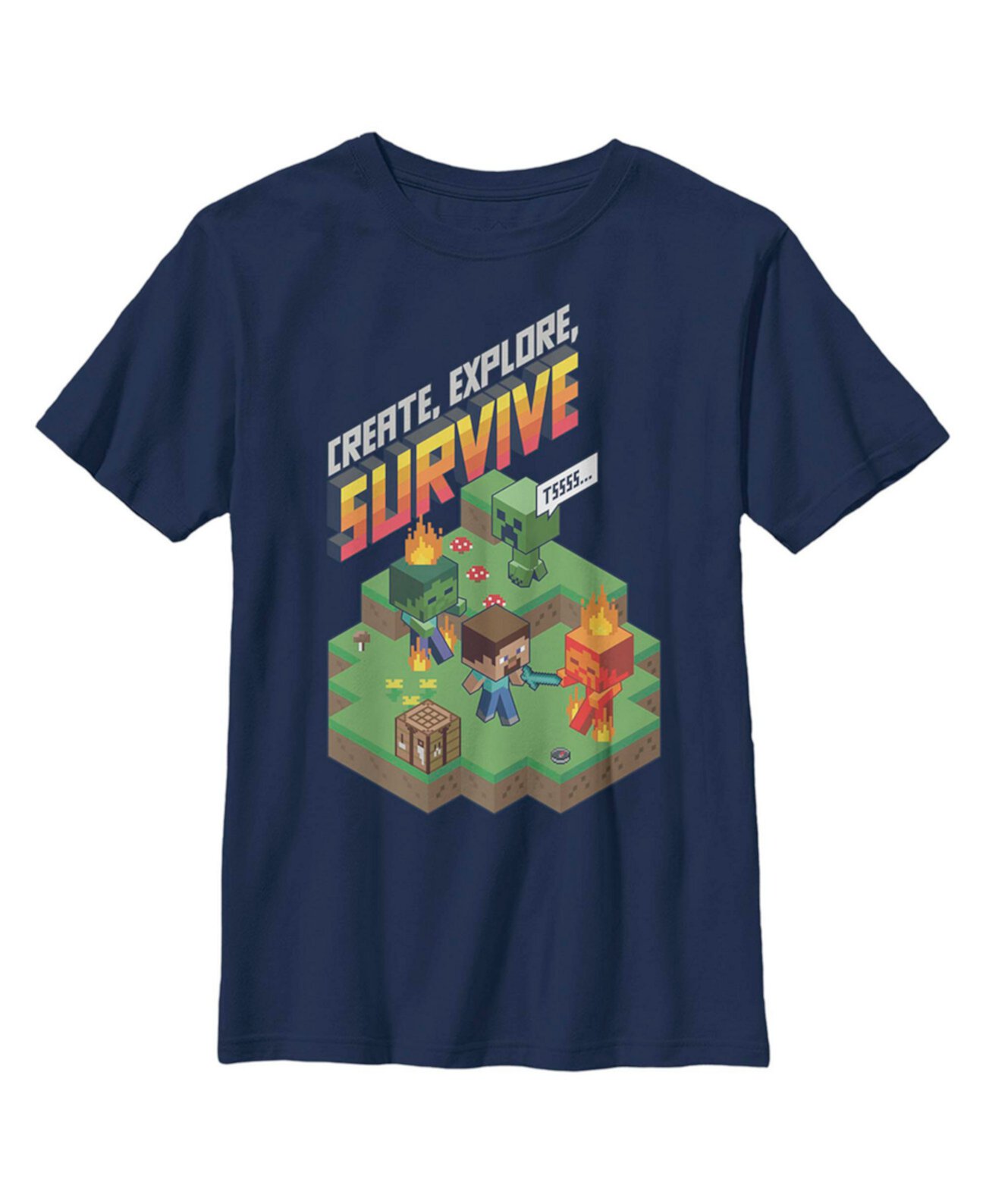 Детская футболка Minecraft Steve Create Explore Survive для мальчиков Microsoft