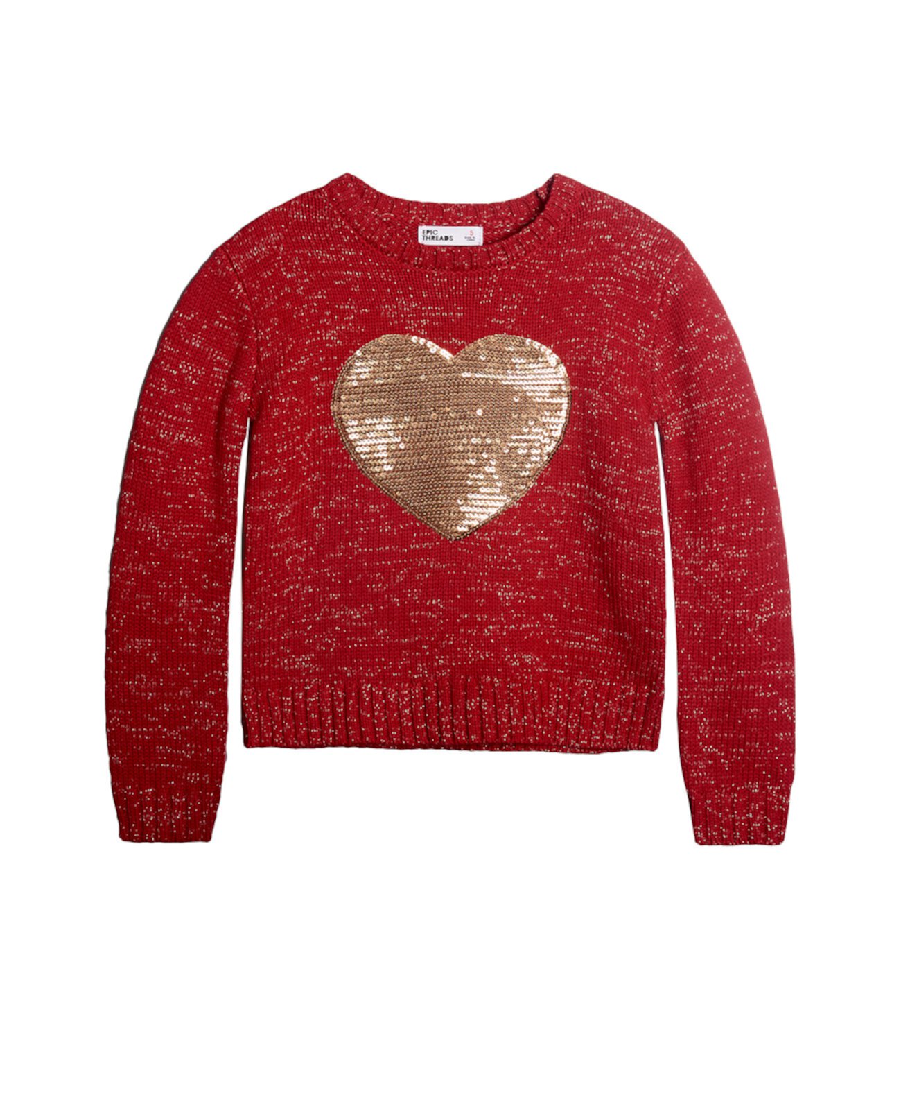 Свитер Little Girls Glitter Heart Sweater, созданный для Macy's Epic Threads