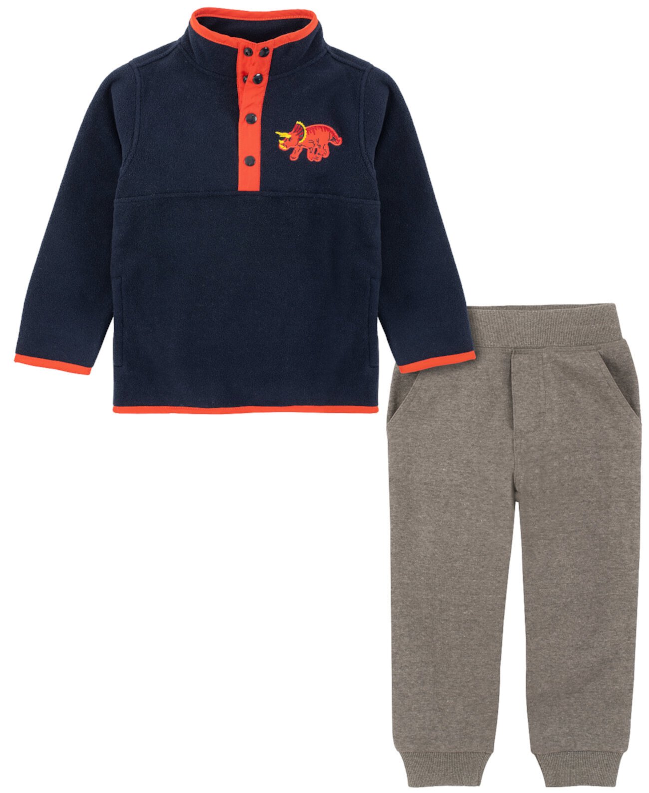 Флисовый пуловер и джоггеры с полузастежками и контрастной отделкой для новорожденных мальчиков, комплект из 2 предметов Kids Headquarters