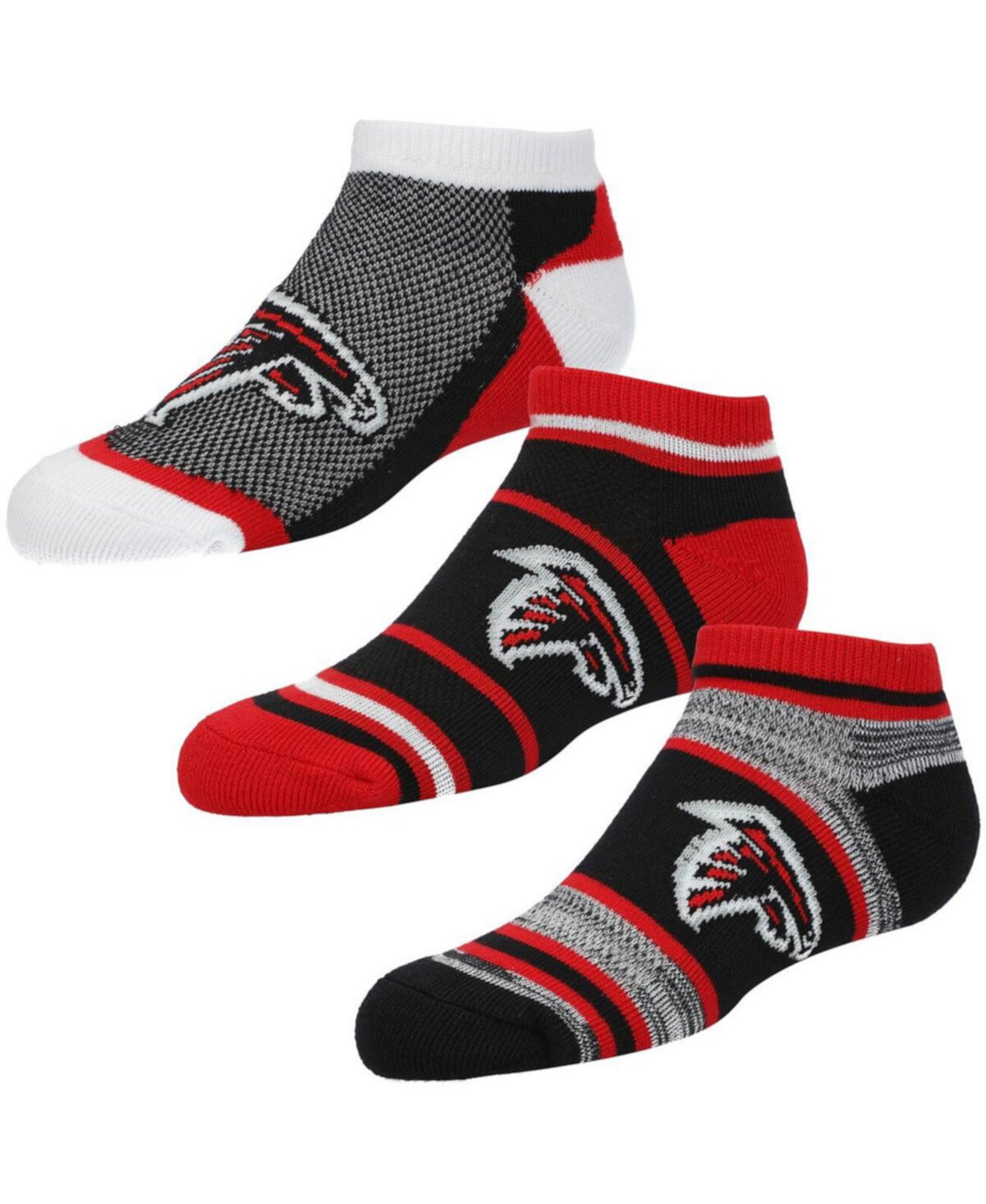 Комплект из 3 пар носков до щиколотки Atlanta Falcons для мальчиков и девочек For Bare Feet
