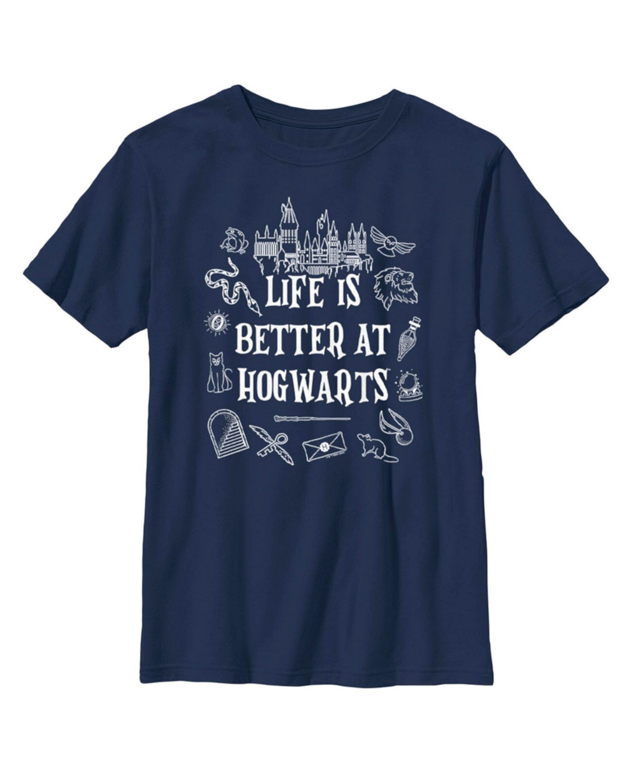 Детская футболка с изображением Гарри Поттера «Жизнь в Хогвартсе лучше» для мальчика Warner Bros.
