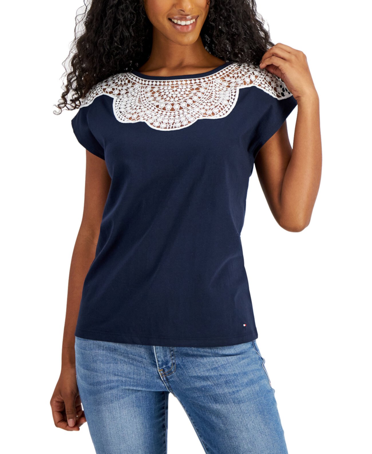 Женская футболка с кружевной отделкой Tommy Hilfiger