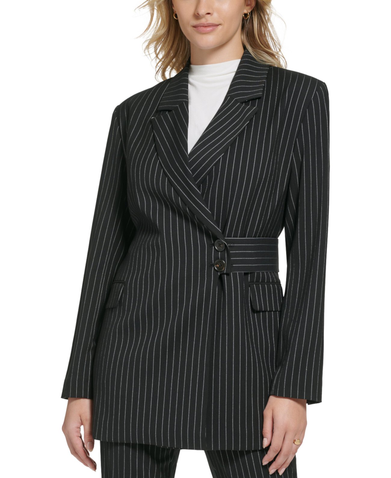 Женская куртка в тонкую полоску с поясом Calvin Klein