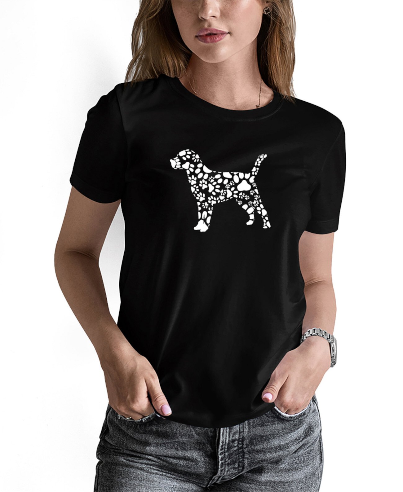 Женская футболка Word Art с принтами собачьих лап LA Pop Art