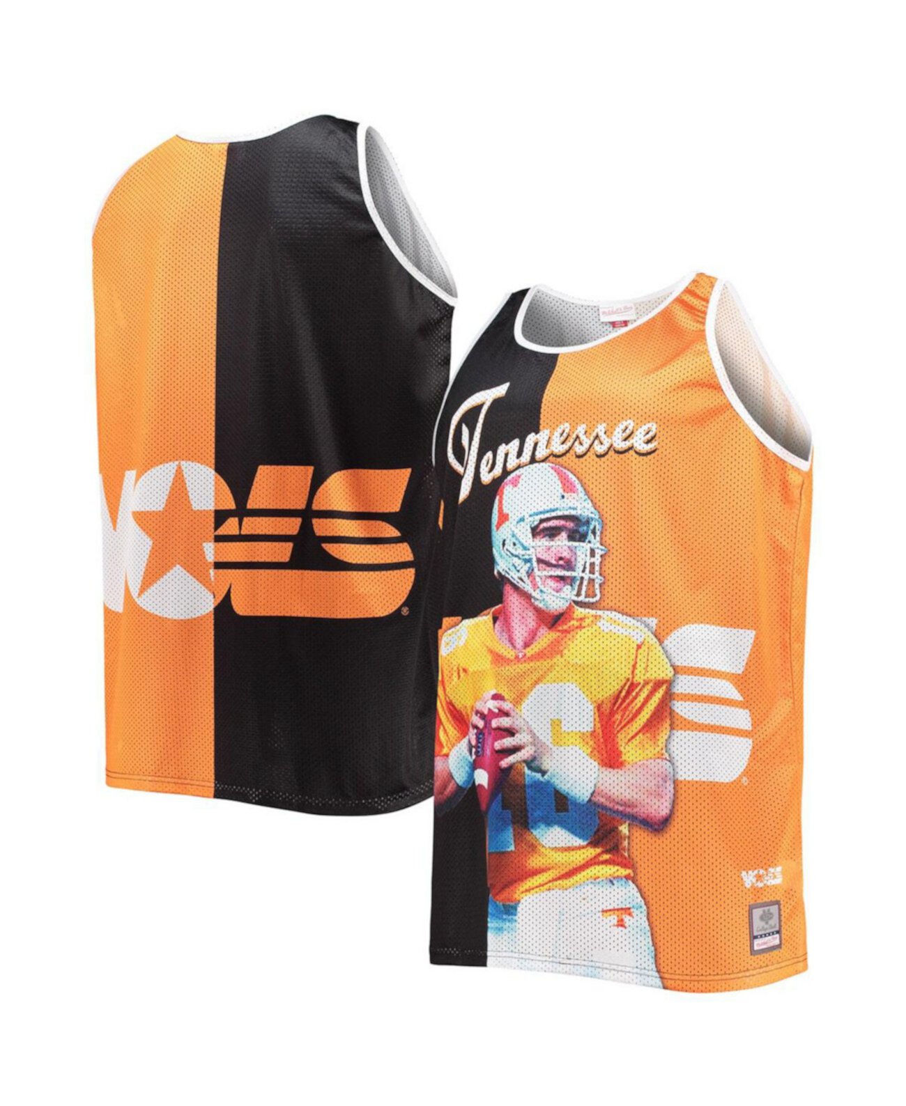 Мужская черная футболка без рукавов с графикой Peyton Manning от Tennessee Volunteers Mitchell & Ness