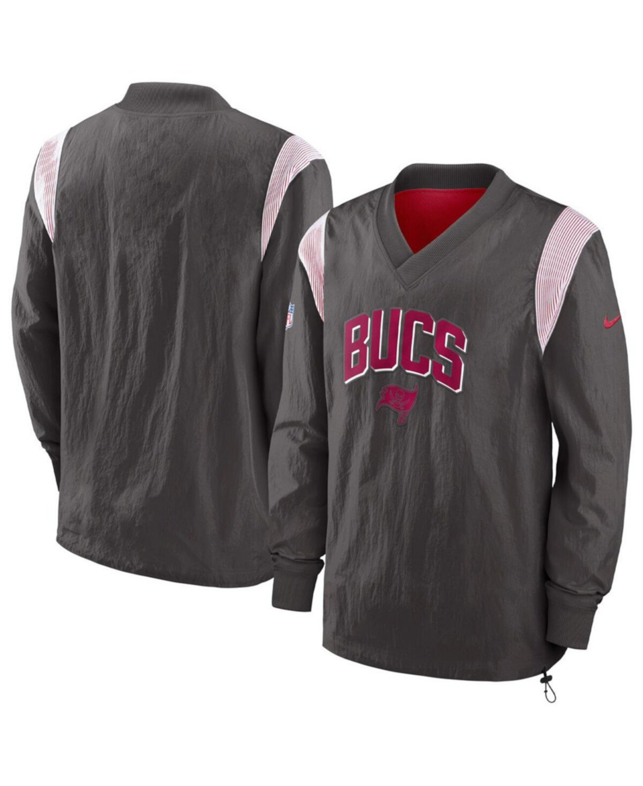 Мужская Куртка Nike Pewter Tampa Bay Buccaneers Sideline Athletic Stack V-образный Вырез Пуловер Windshirt Nike