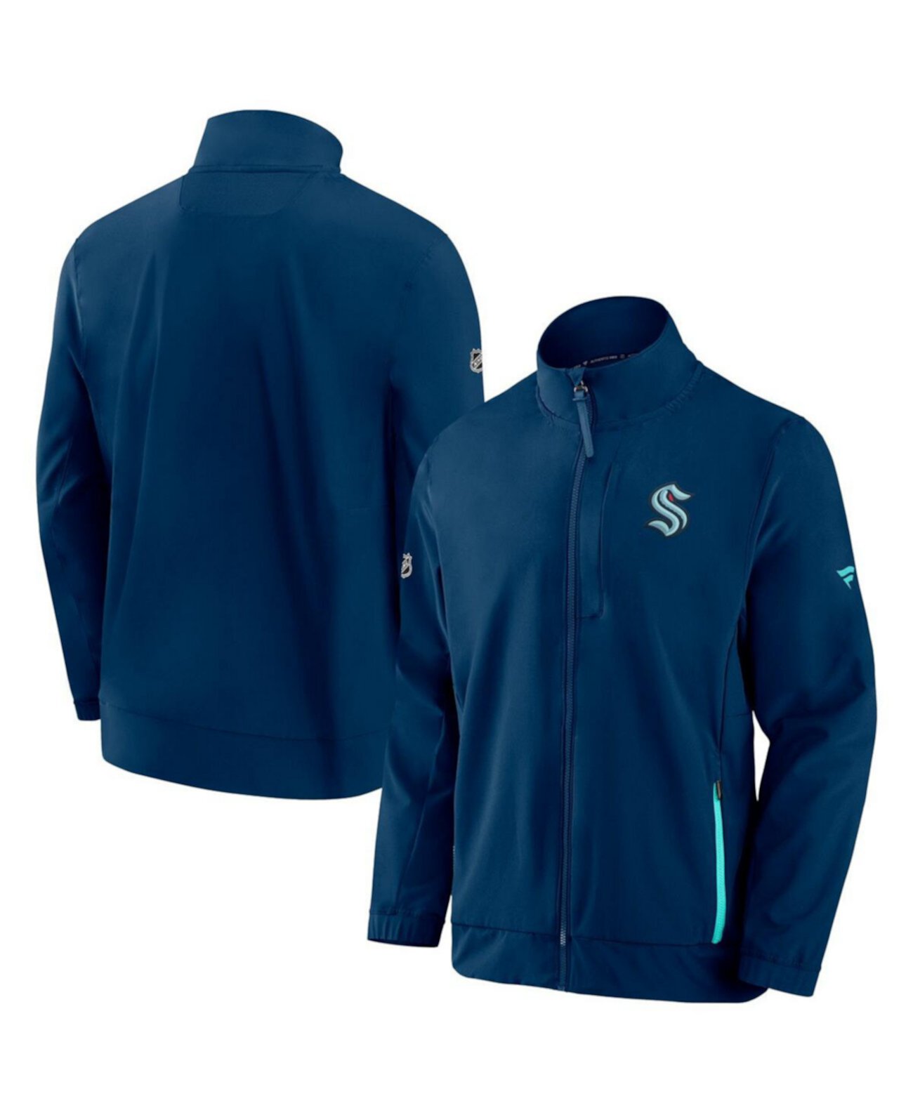 Мужская темно-синяя куртка Seattle Kraken Authentic Pro Rink Coaches с молнией во всю длину Fanatics