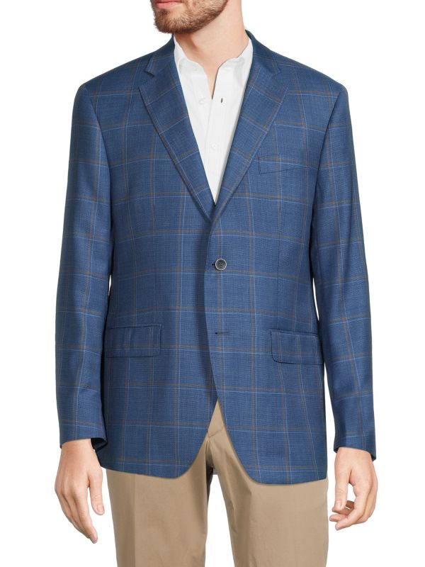 Спортивное пальто Modern Fit из смесовой шерсти с оконным стеклом Saks Fifth Avenue
