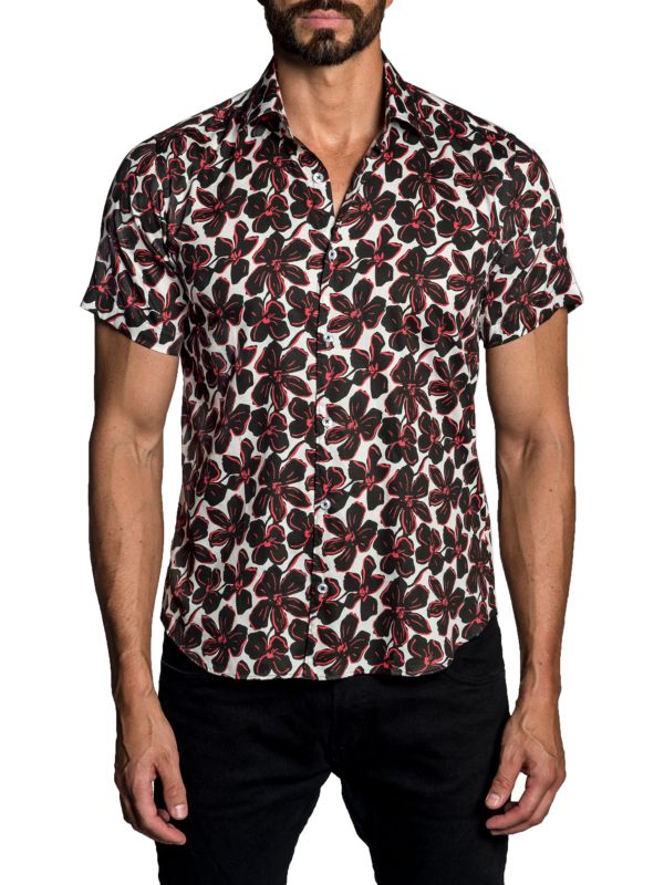 Рубашка на пуговицах с короткими рукавами и цветочным принтом Jared Lang
