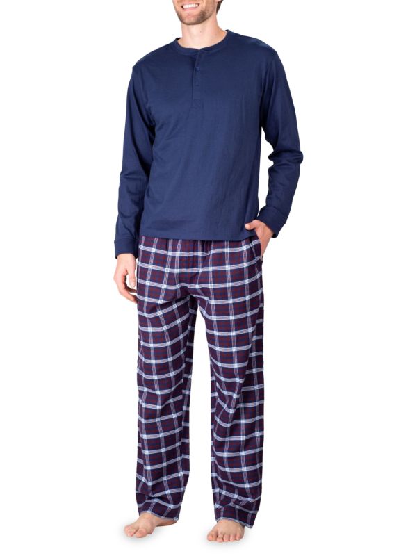 Пижамный комплект из двух предметов: футболка Henley и фланелевые штаны SLEEPHERO