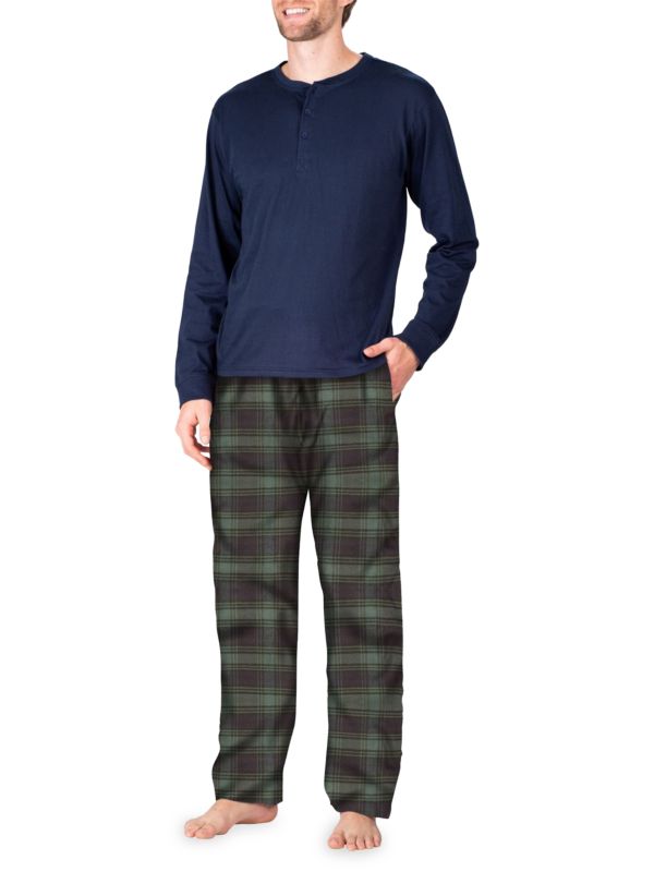 Пижамный комплект из двух предметов: футболка Henley и фланелевые штаны SLEEPHERO