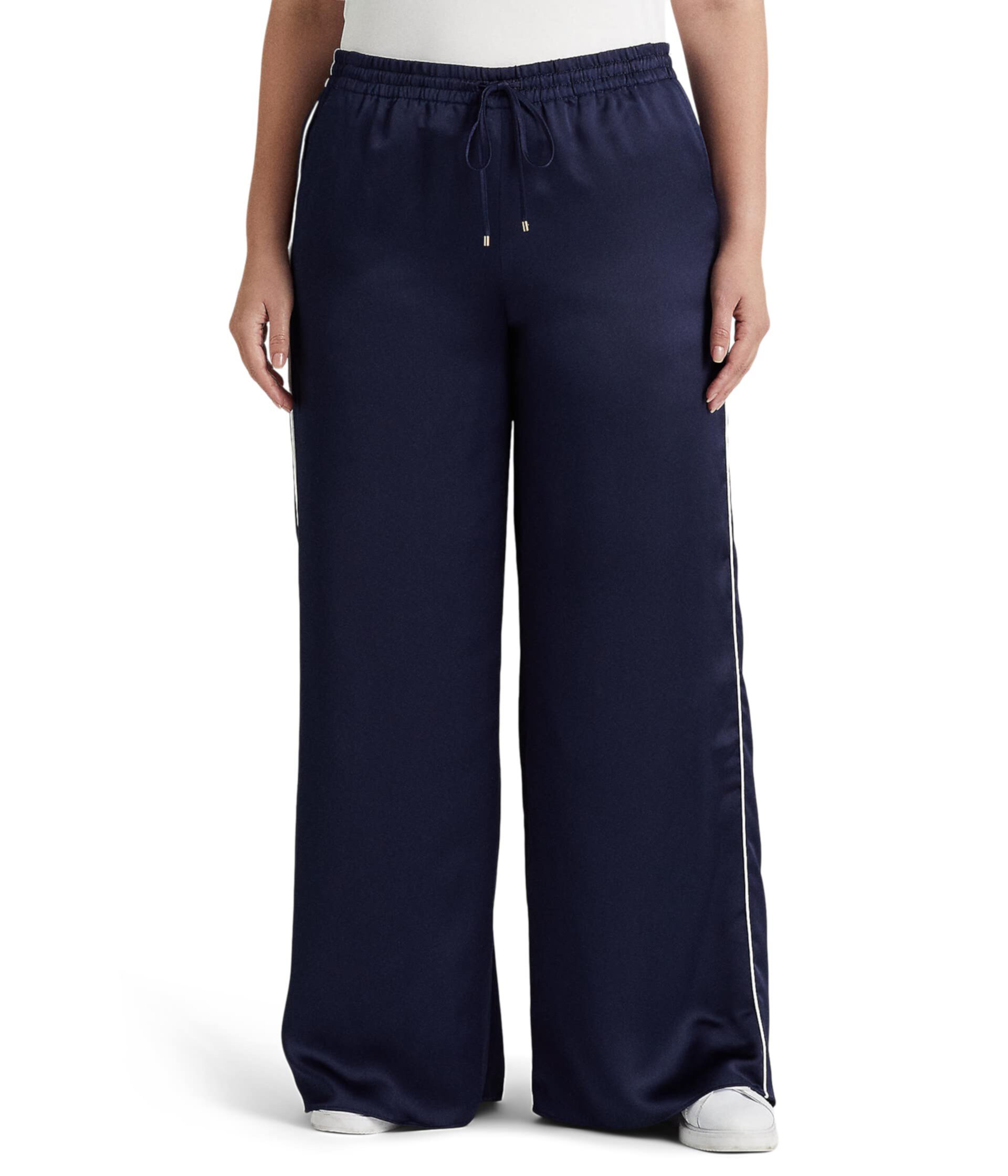 Plus Size Side-Stripe Charmeuse Wide-Leg Pants LAUREN Ralph Lauren