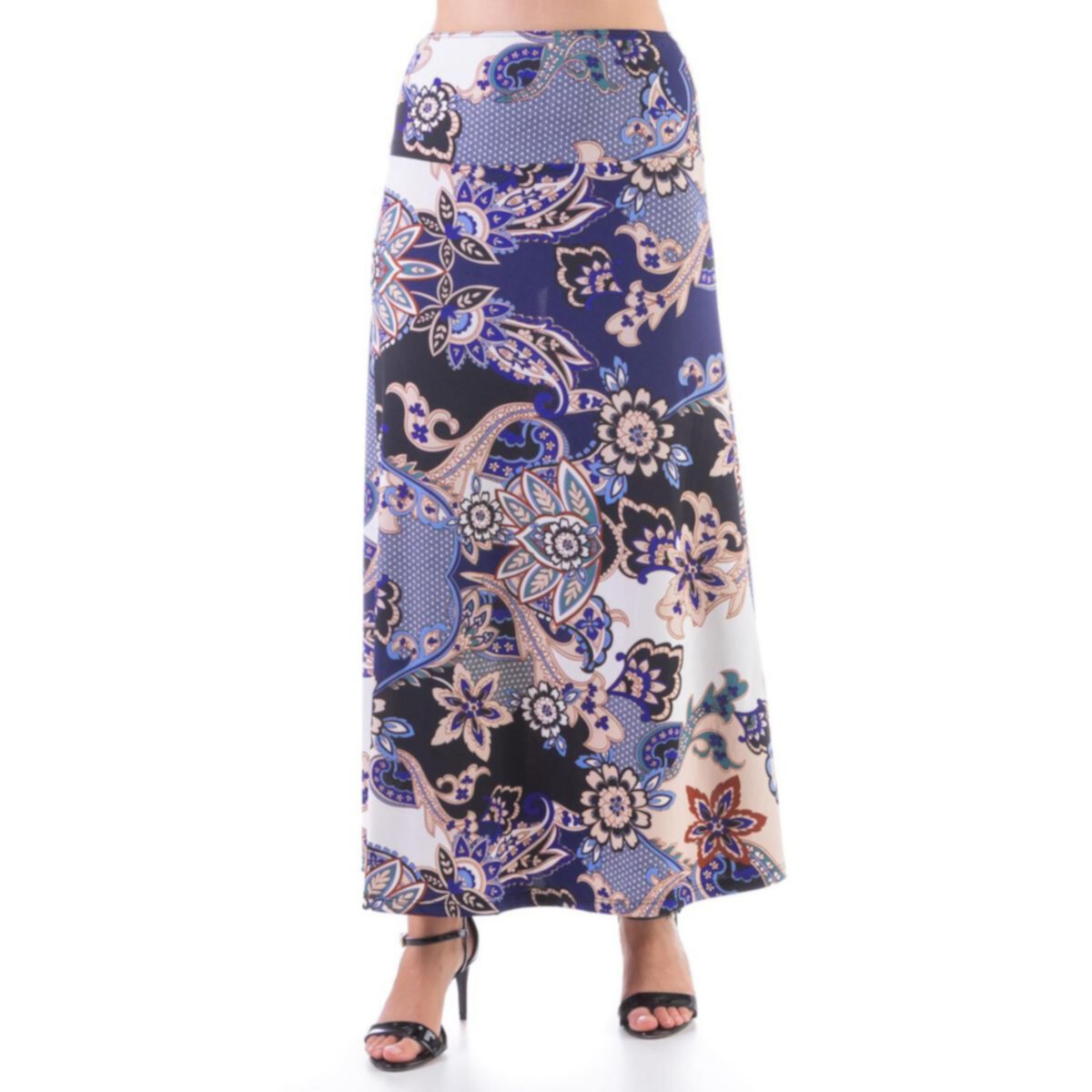 Синяя длинная юбка с принтом для женщин 24Seven Comfort Apparel 24Seven Comfort